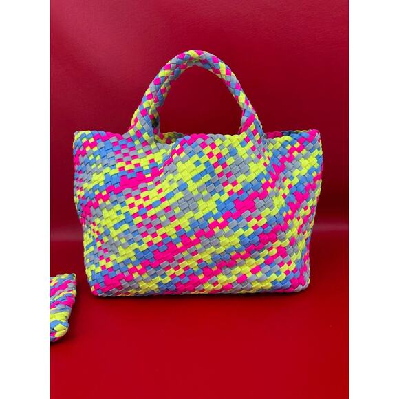 Naghedi St Barths Bright Multi-Colors Woven Medium Tote Bag Purse In Ibiza - Picture 7 of 14